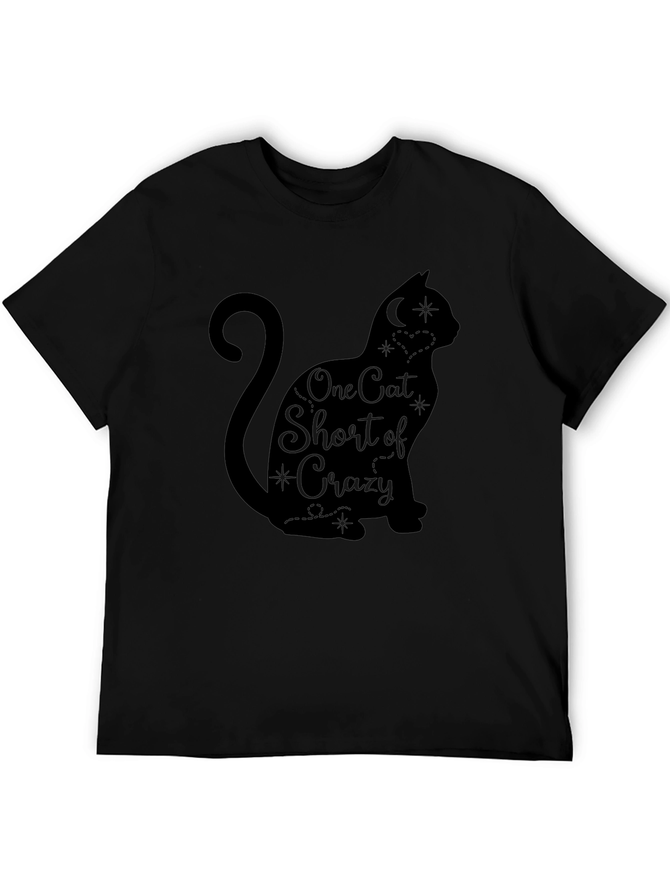 One Cat Short of Crazy T-Shirt Cute Black Cat Tee