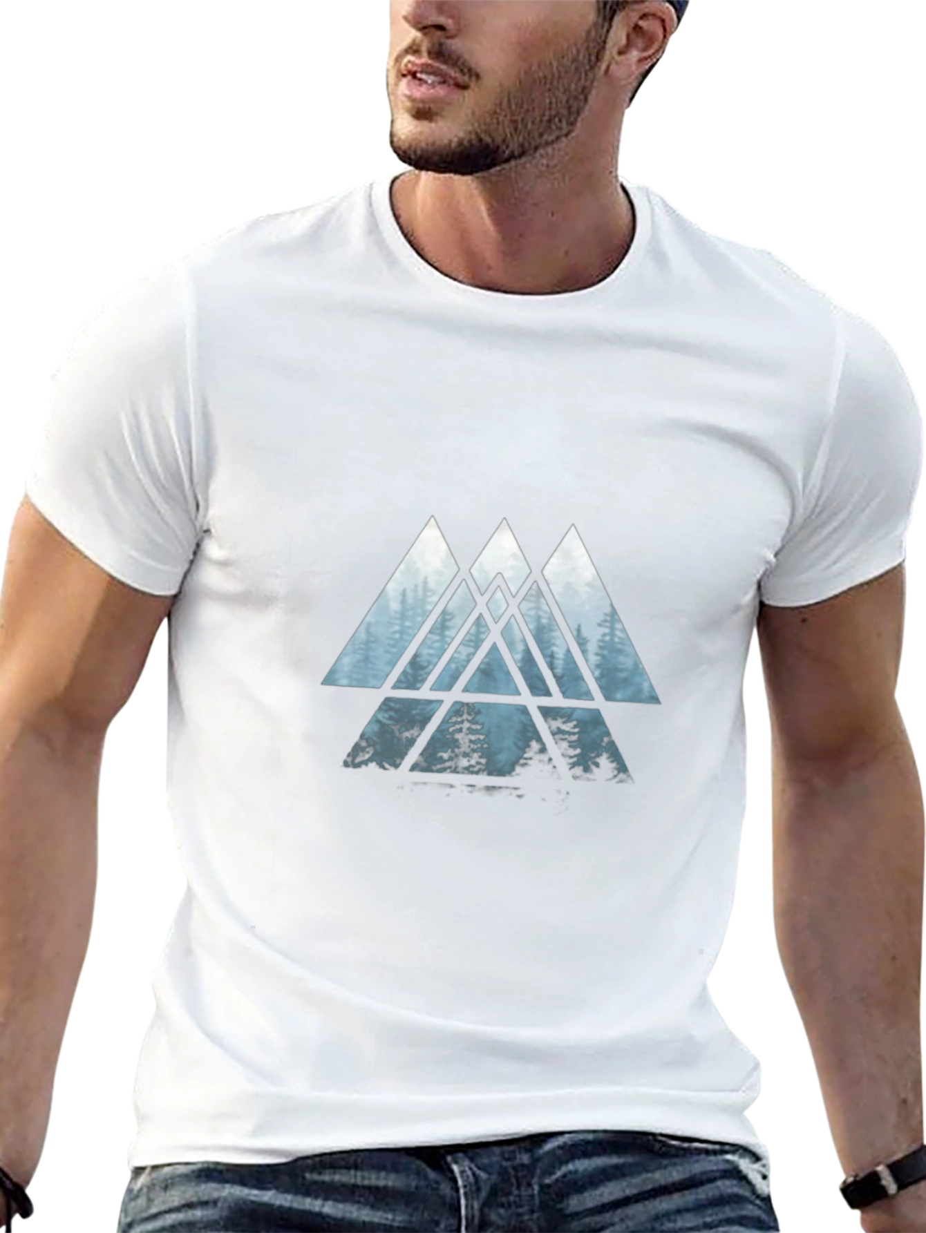 Abstract Forest Triangle Graphic T-Shirt