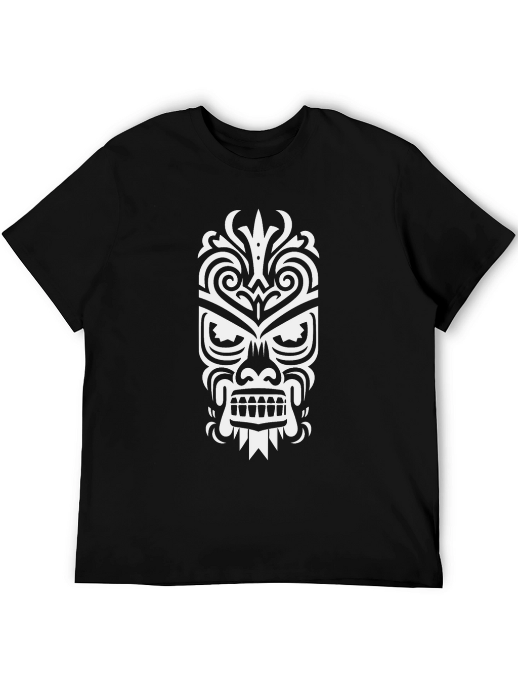 Tribal Mask Graphic Tee - Stylish Black Cotton T-Shirt