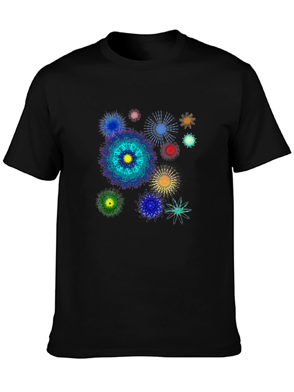 Abstract Mandala Graphic Print Black T-Shirt