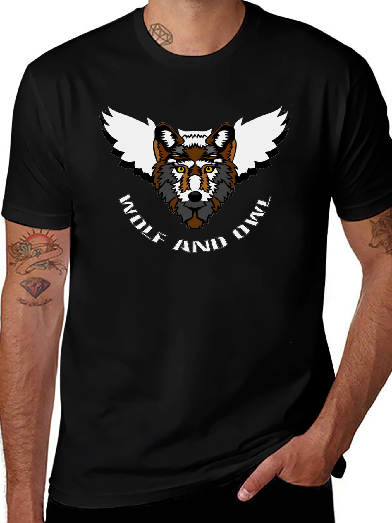 Wolf and Owl T-Shirt - Unique Animal Design