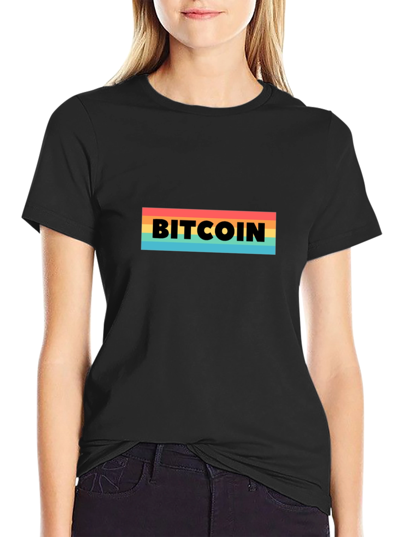 Bitcoin Retro Stripe T-Shirt - Black