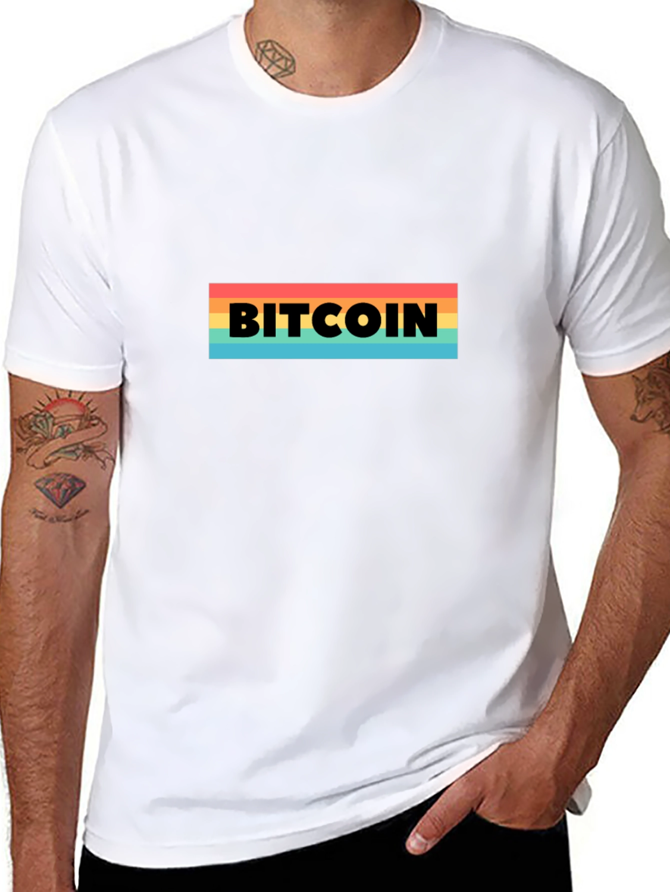 Bitcoin Retro Stripe T-Shirt - Black
