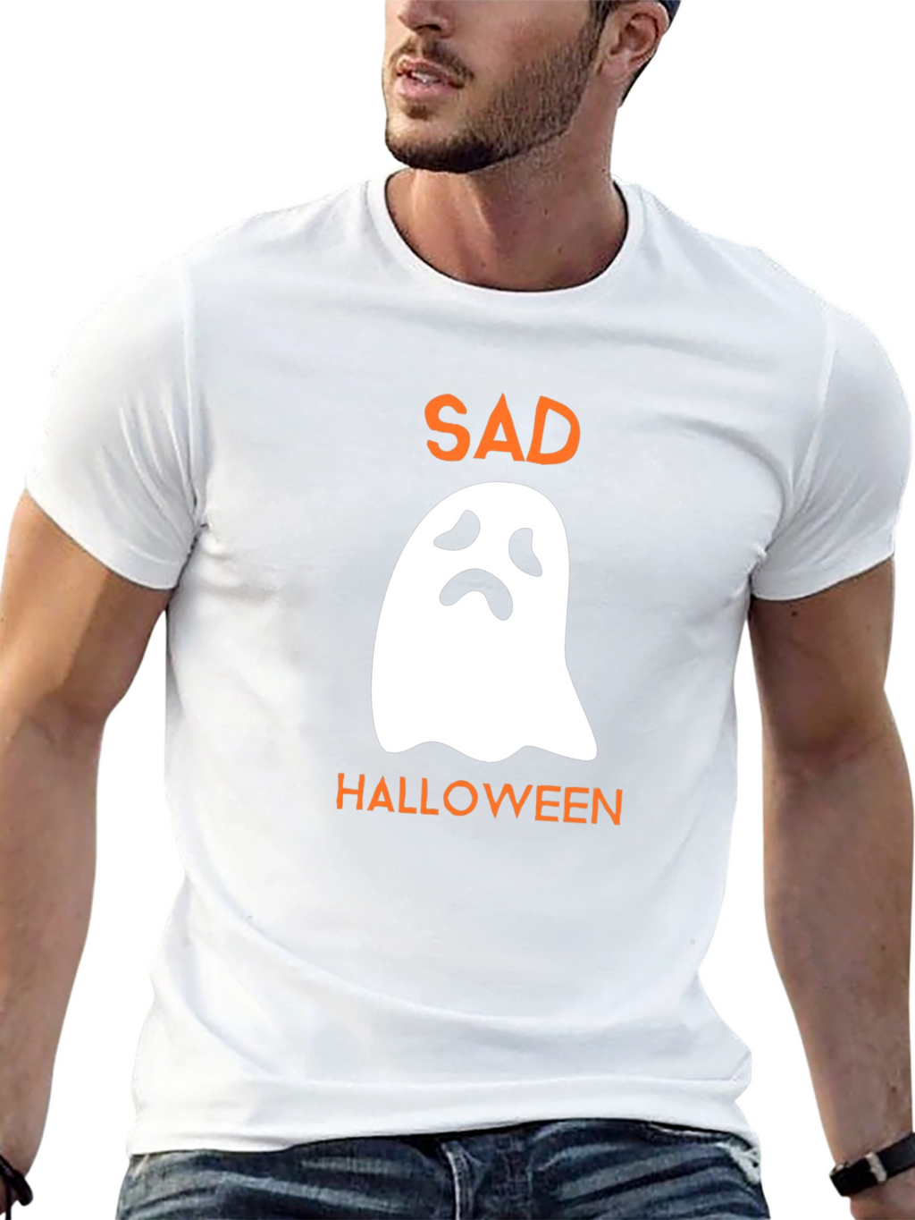 Sad Halloween Ghost T-Shirt - Spooky Season Tee