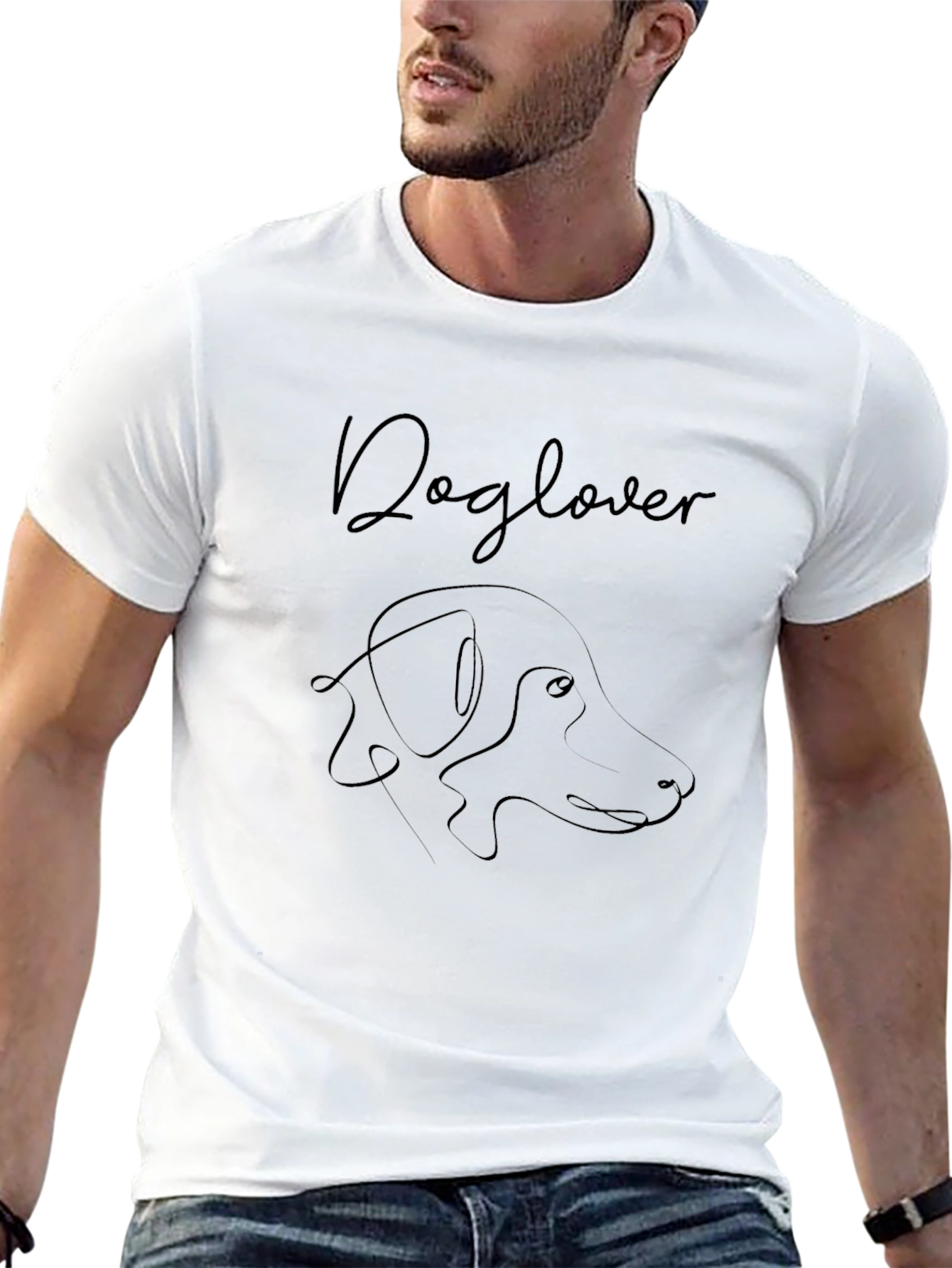 Dog Lover Minimalist Graphic Tee - Black