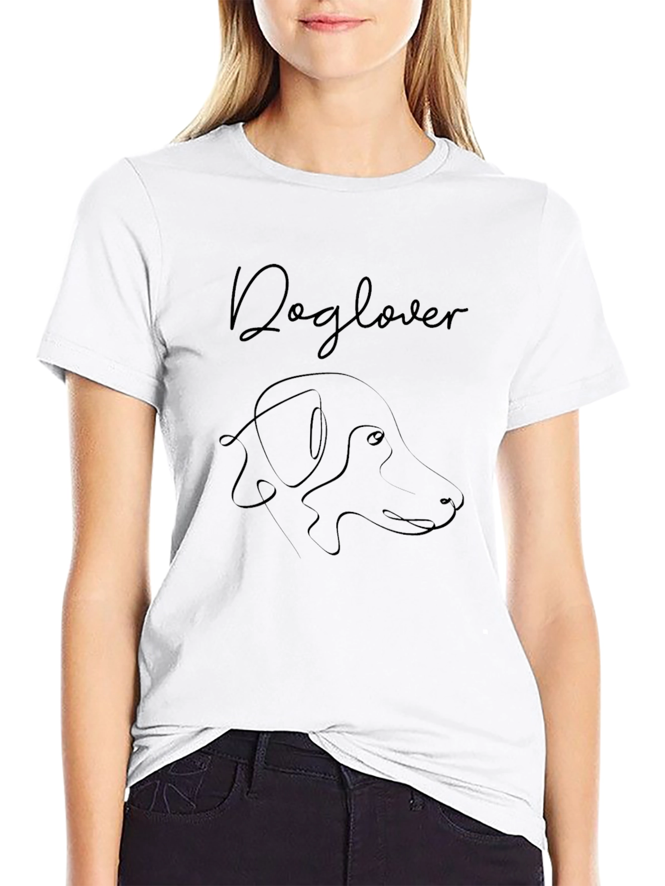 Dog Lover Minimalist Graphic Tee - Black