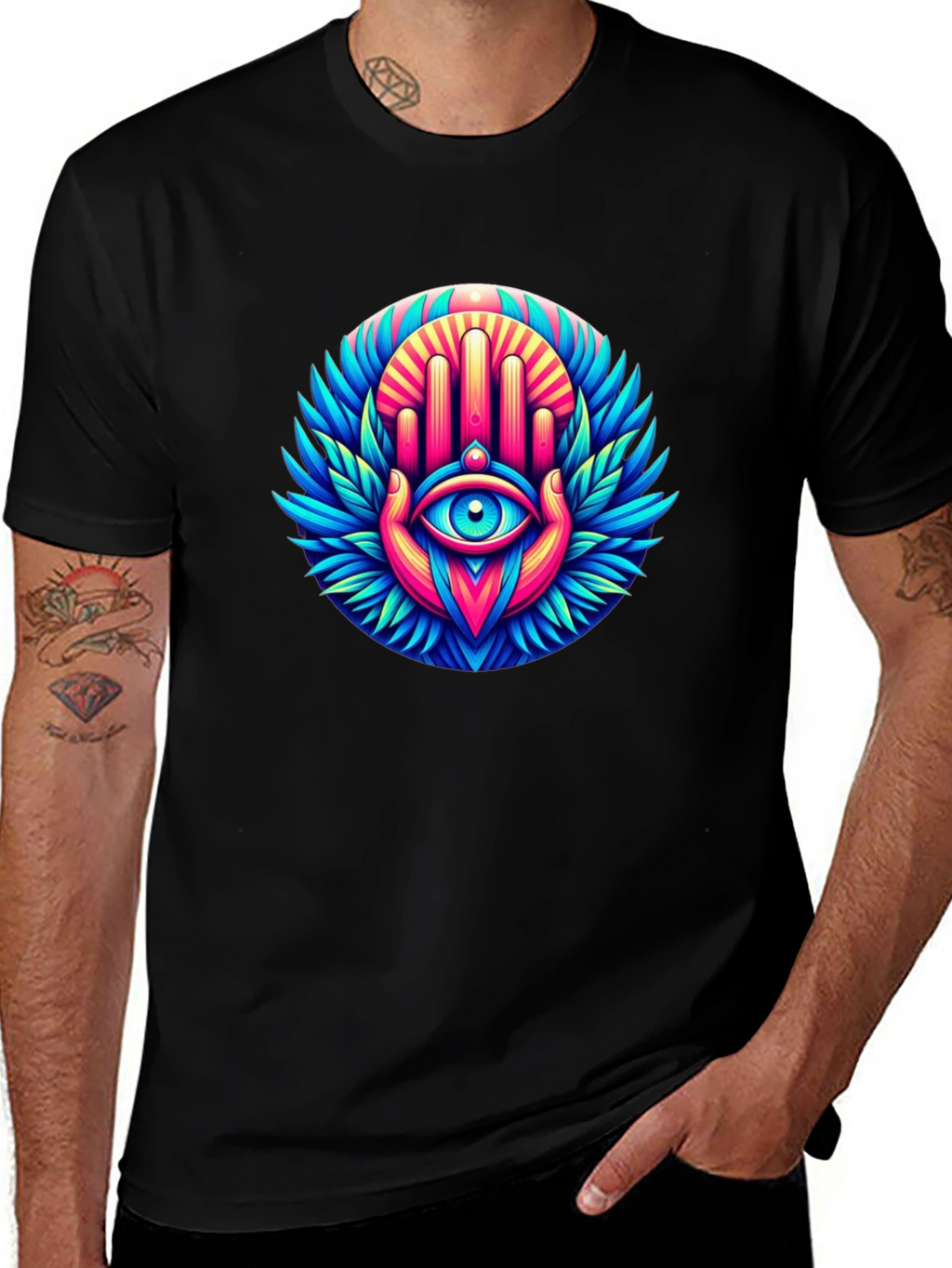 Eye Hand Graphic Tee - Black Cotton Blend