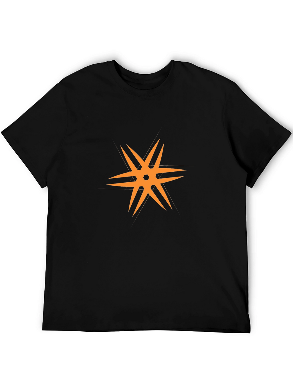 Modern Black T-Shirt with Orange Star Design