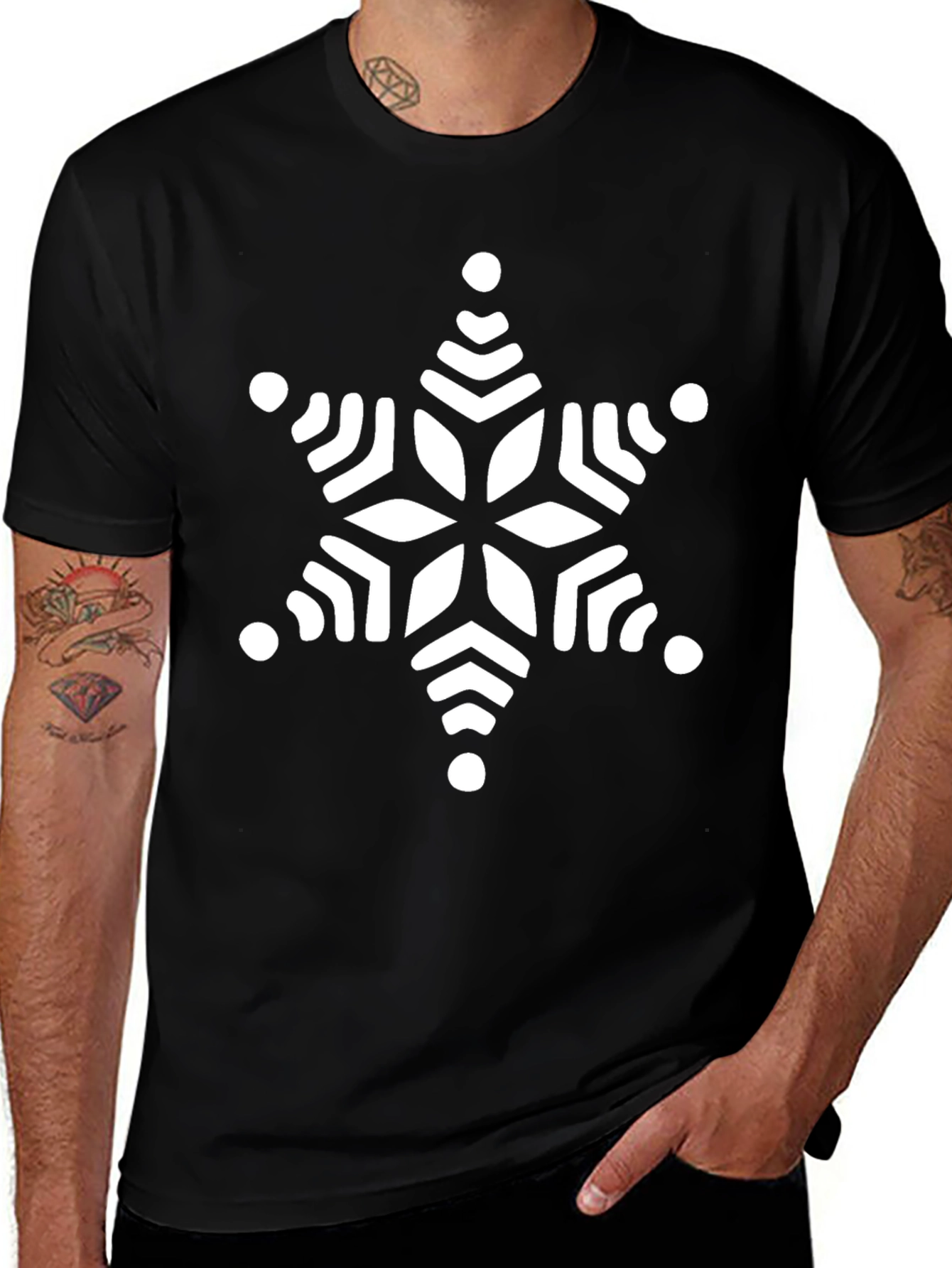 Snowflake Graphic Tee - Stylish Black T-Shirt