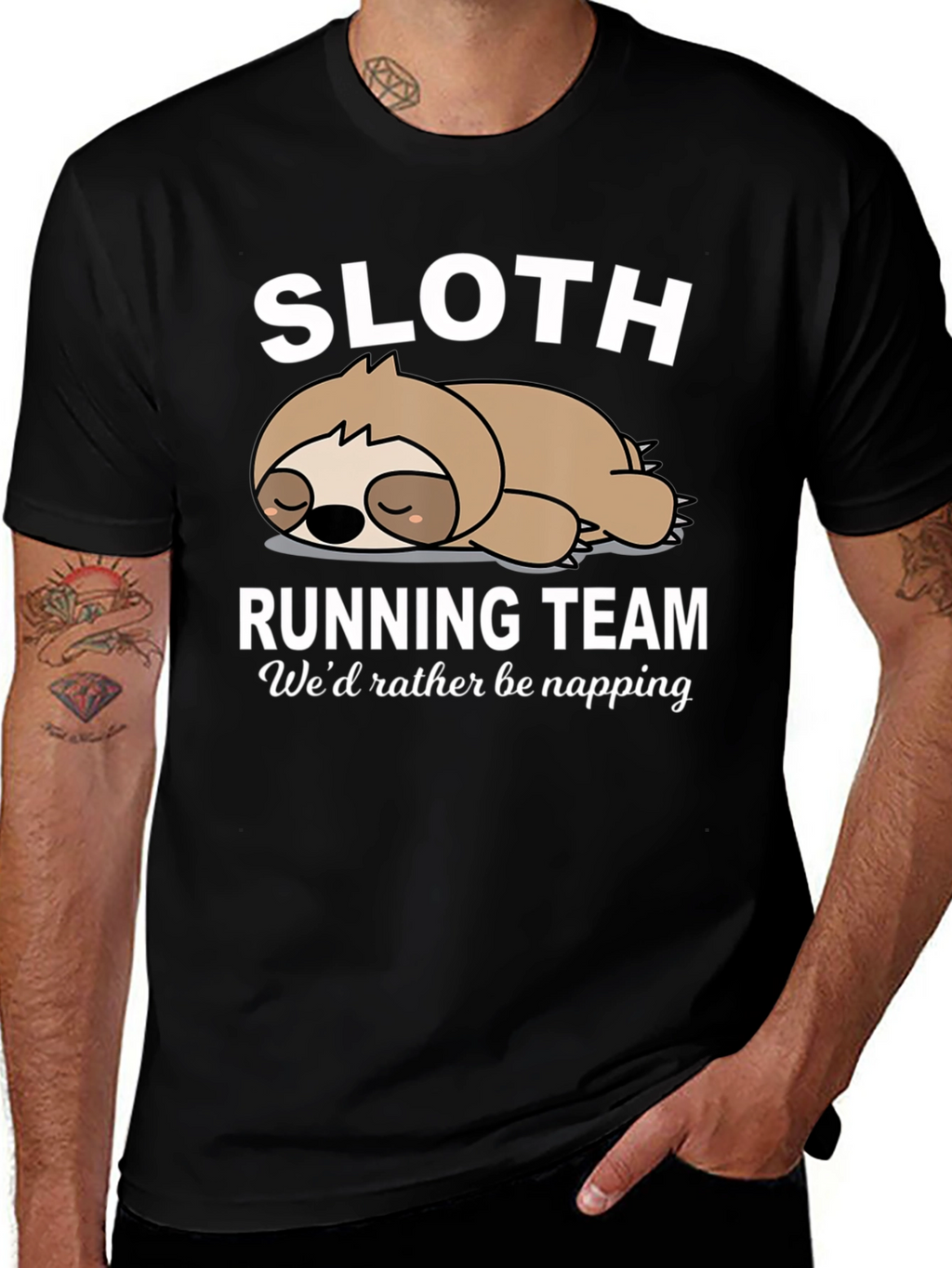 Sloth Running Team Funny Graphic T-Shirt