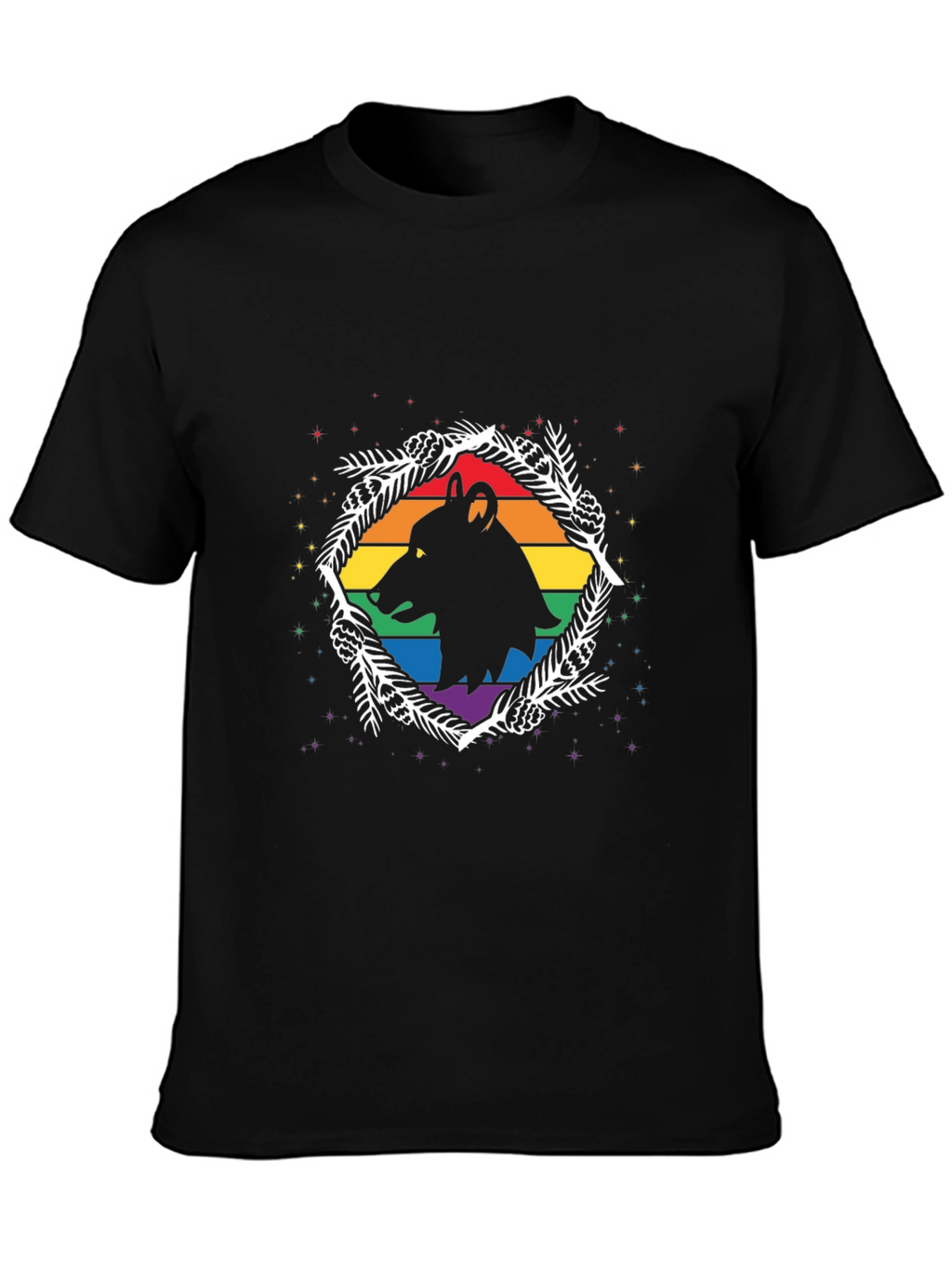 Pride Wolf Graphic Tee - Mens Black T-Shirt