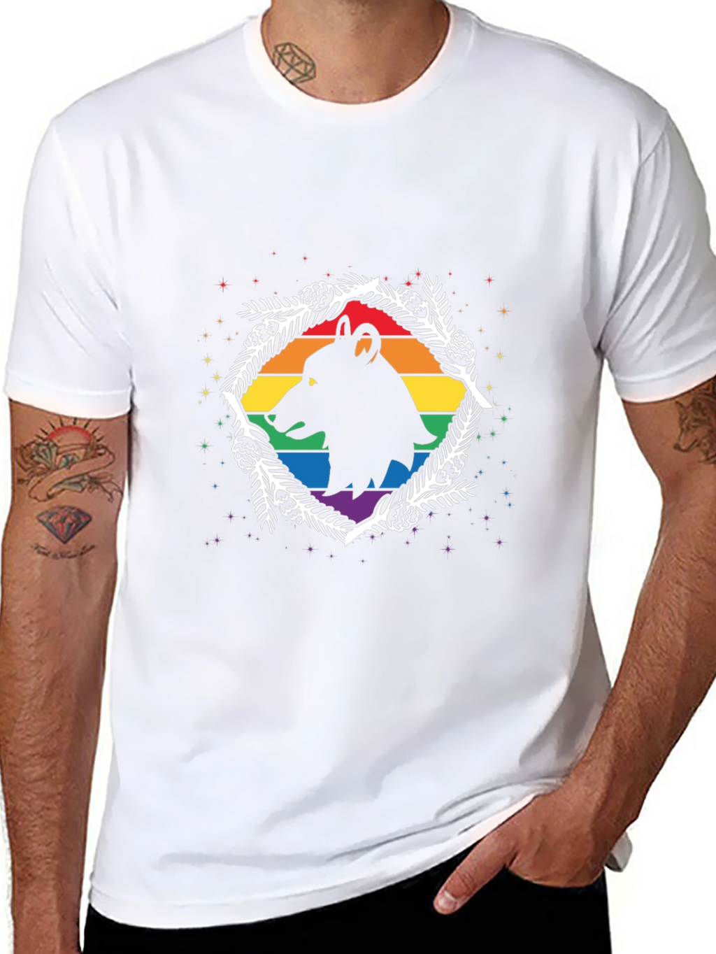 Pride Wolf Graphic Tee - Mens Black T-Shirt