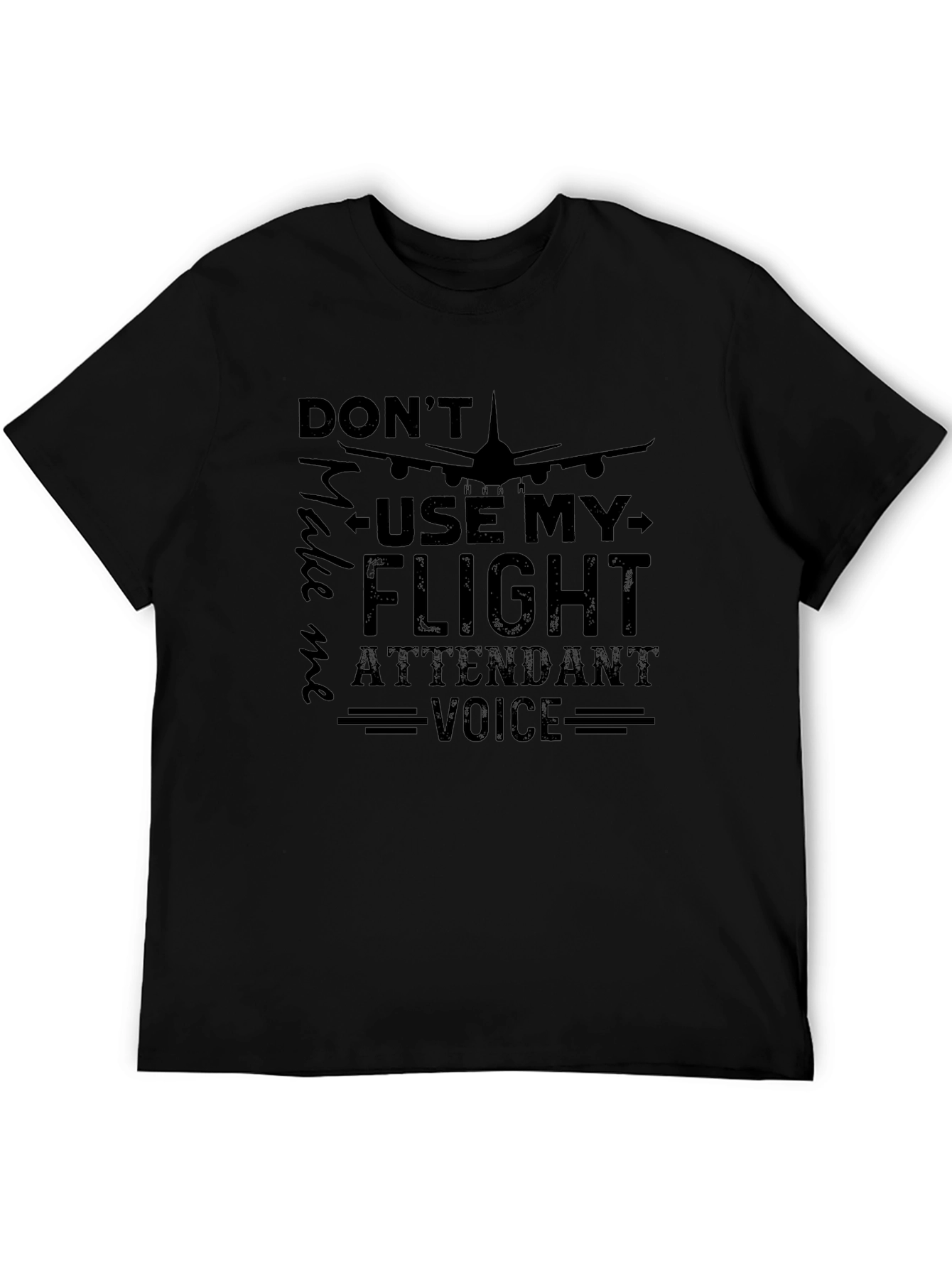 Flight Attendant Voice T-Shirt - Black Crew Neck Tee