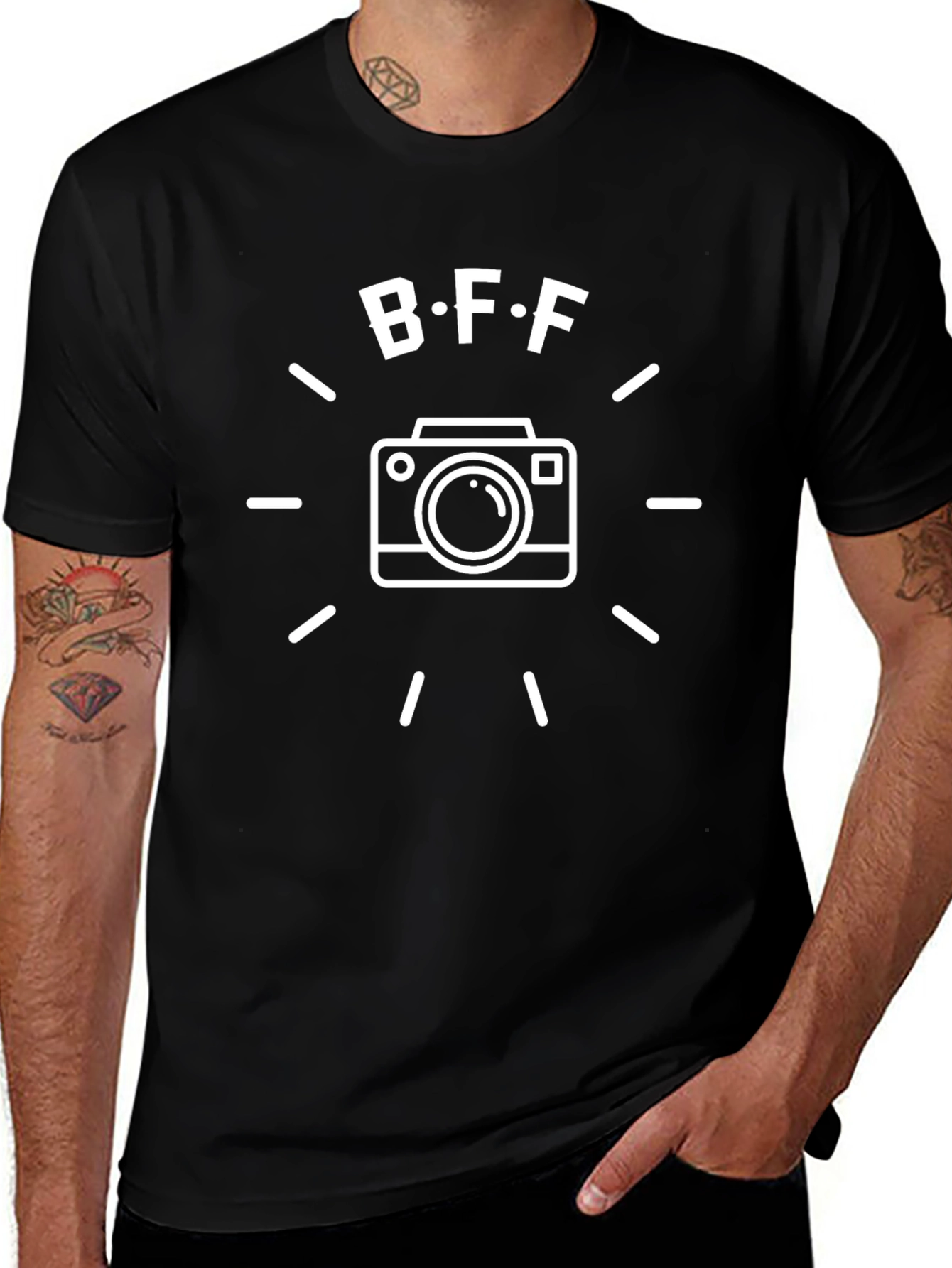 BFF Camera Graphic Tee - Black Short Sleeve Crew Neck