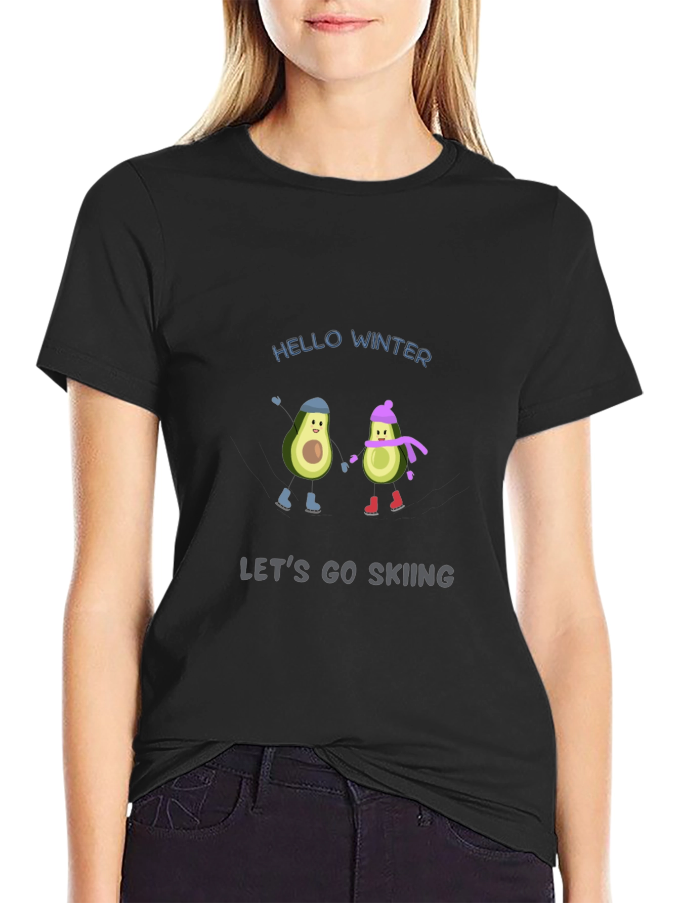 Winter Avocado Skiing T-Shirt