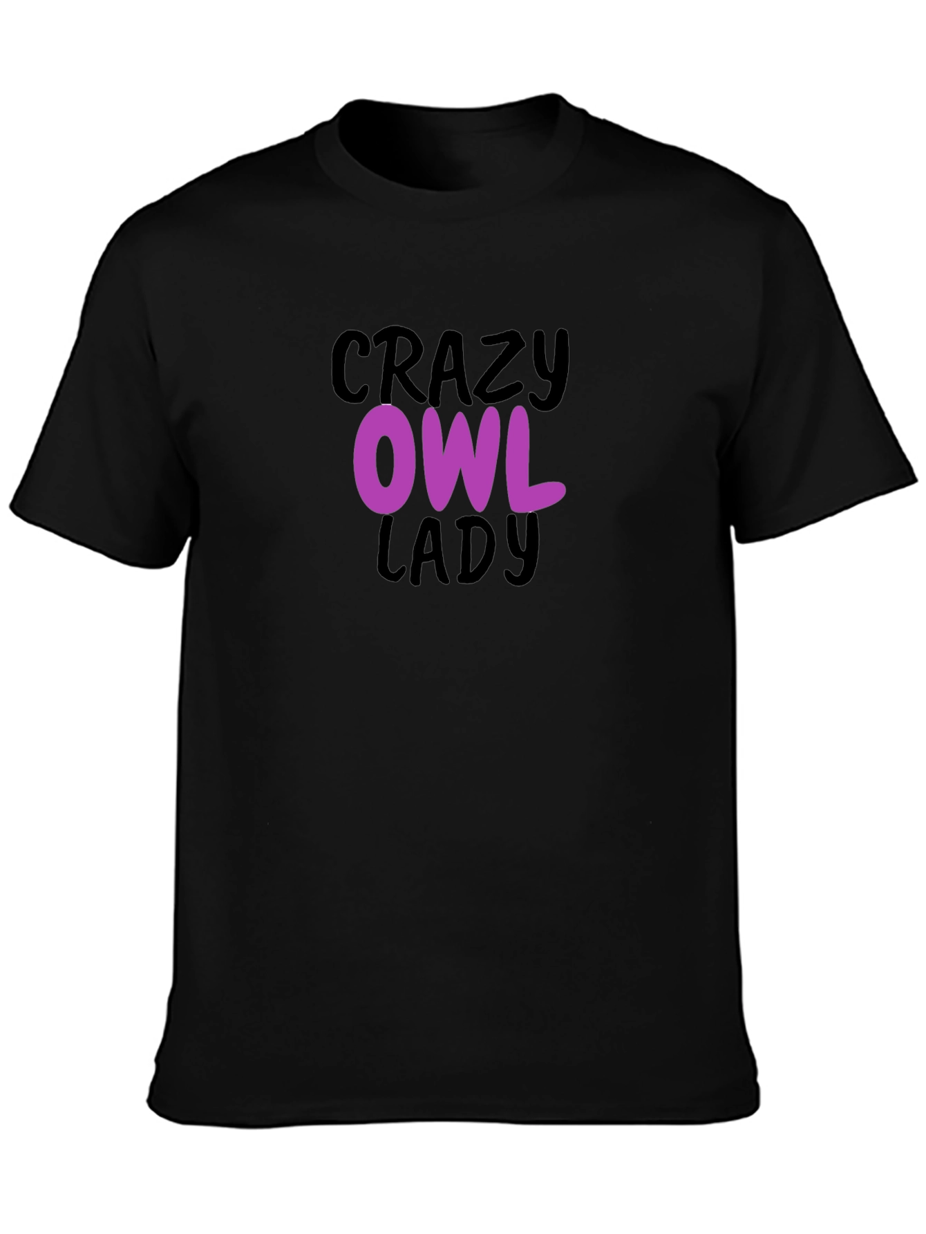 Crazy Owl Lady Graphic Tee - Black