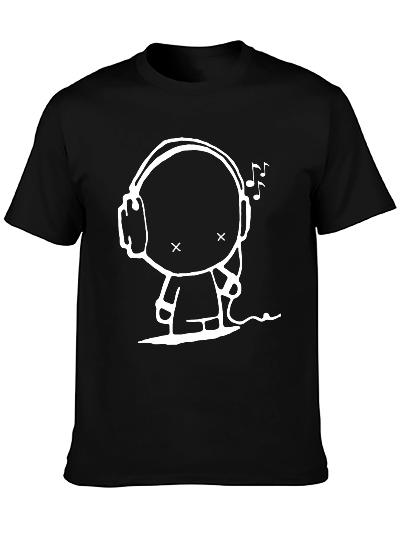 Headphones Cartoon T-Shirt Black