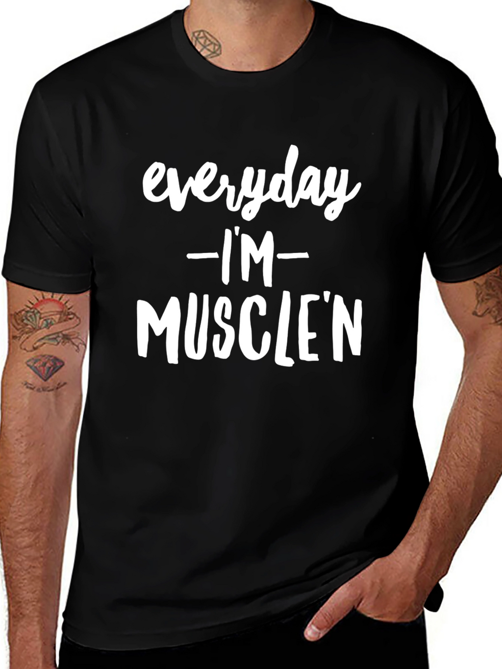 Everyday Im Musclen Black Graphic Tee
