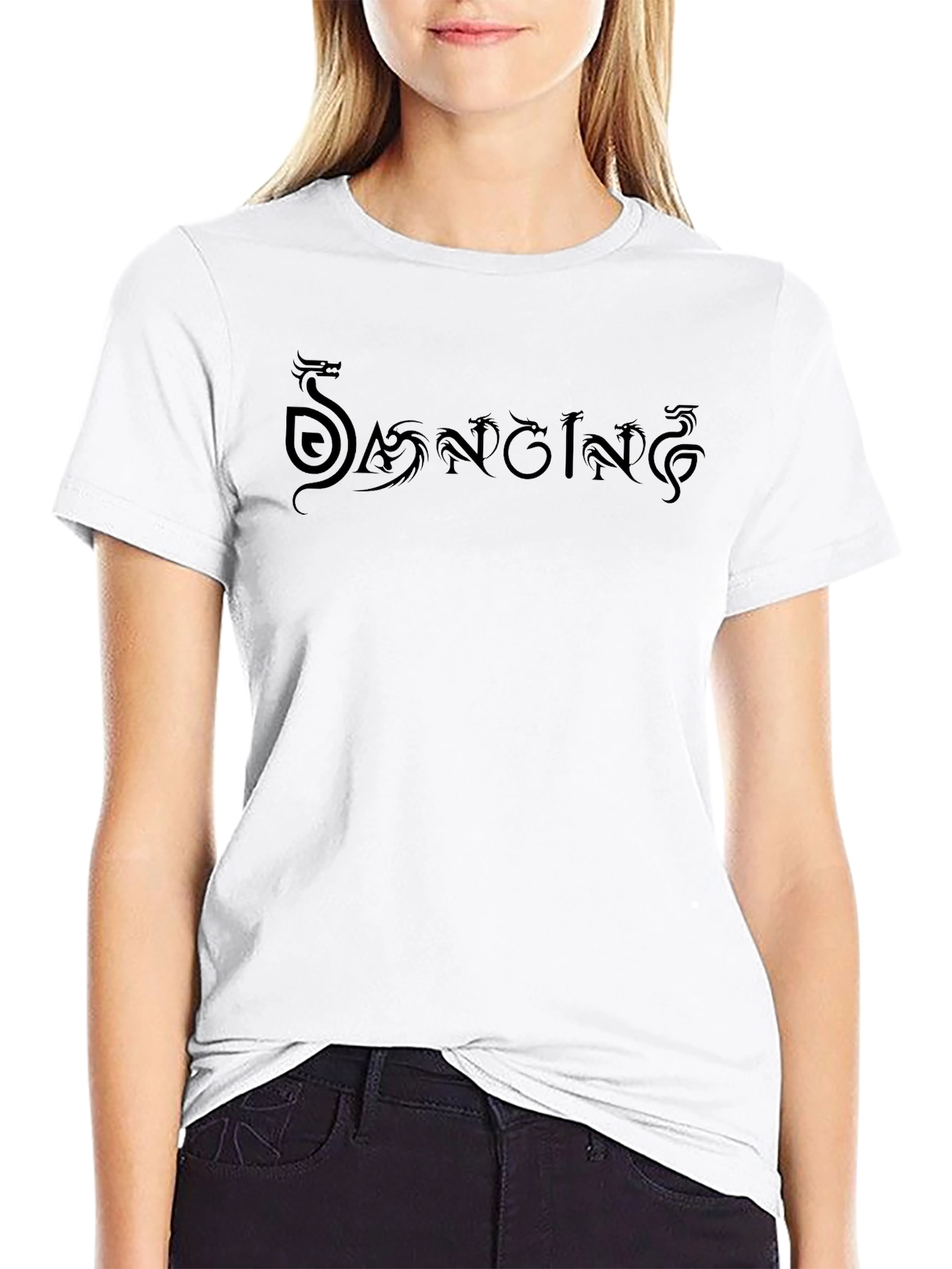 Mens Black Dragon Script T-Shirt