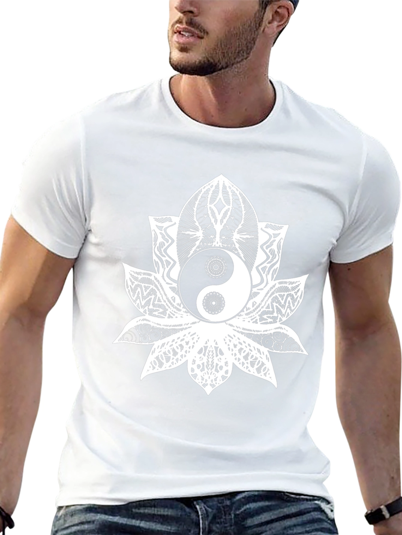 Yin Yang Lotus Flower Graphic Tee