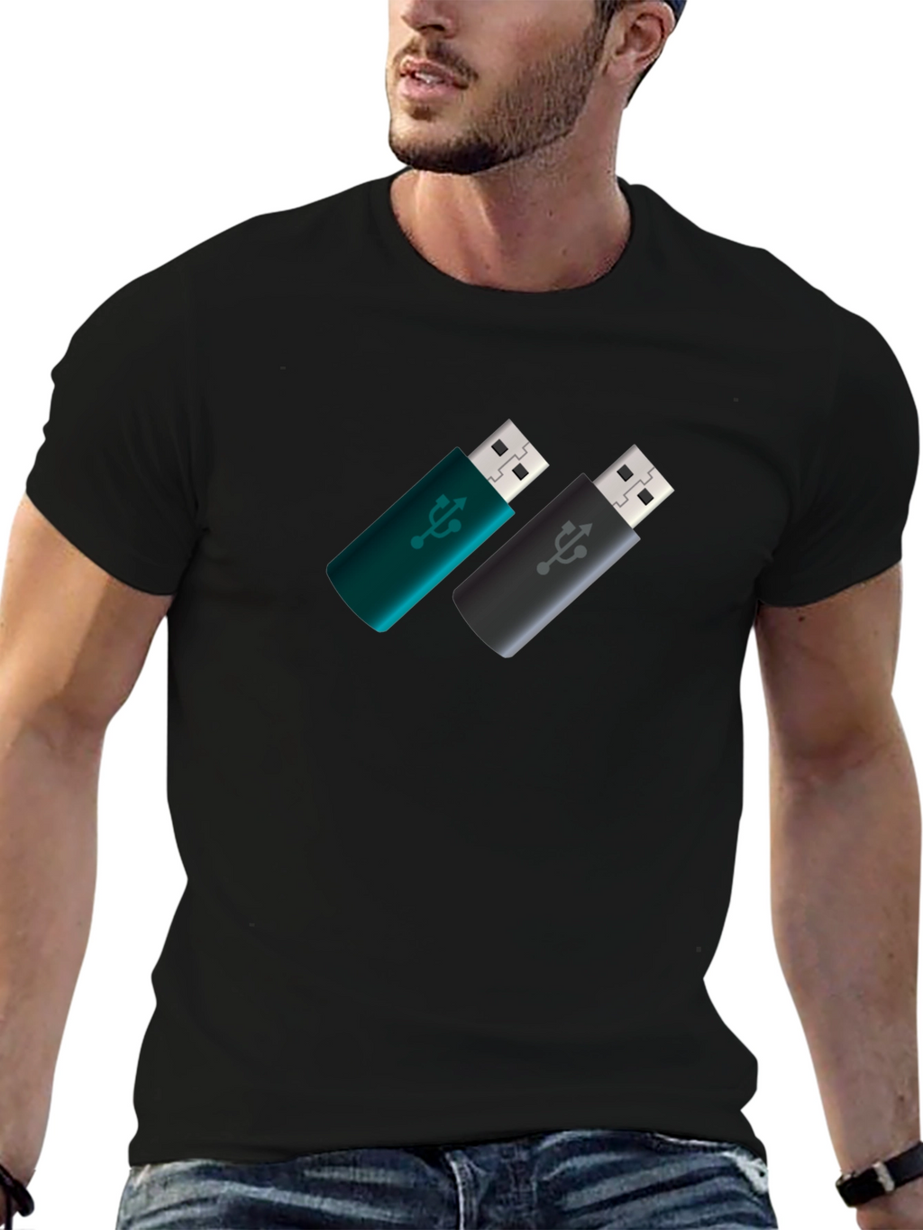 USB Drive Pattern Tee - Modern Tech Style