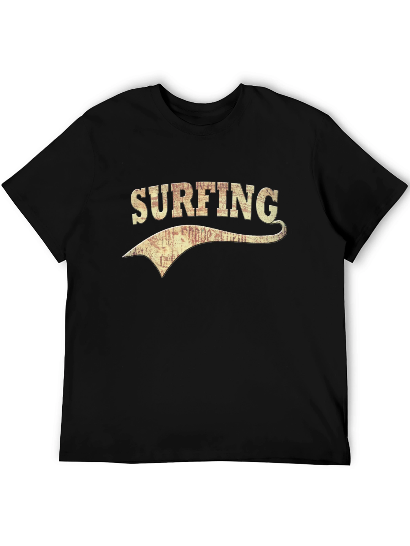 Vintage Surfing Graphic Tee - Black Cotton T-Shirt