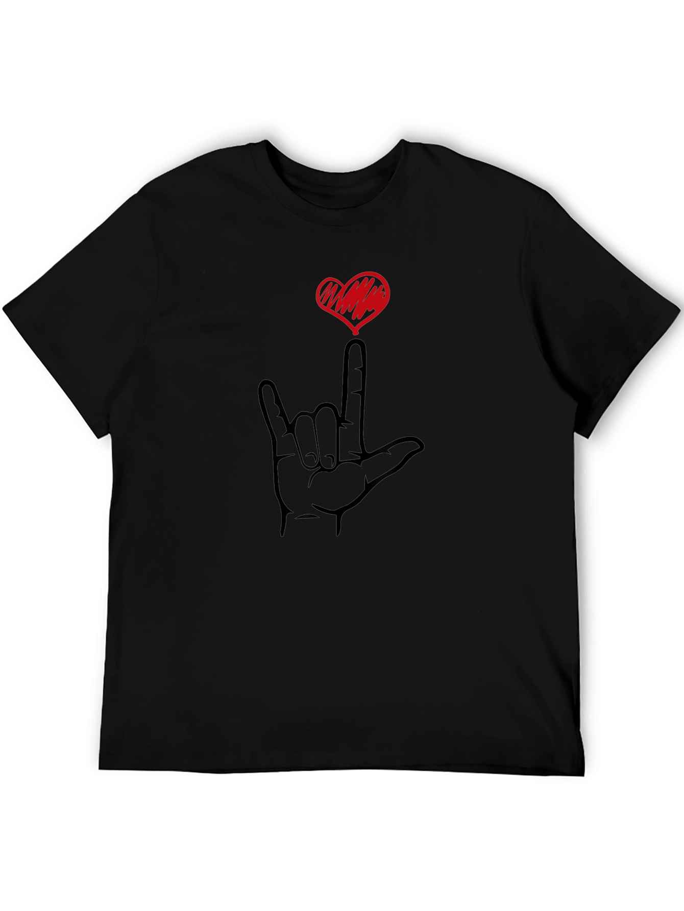 I Love You Hand Sign Black T-Shirt