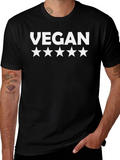 Vegan Five Star Tee - Stylish Black T-Shirt