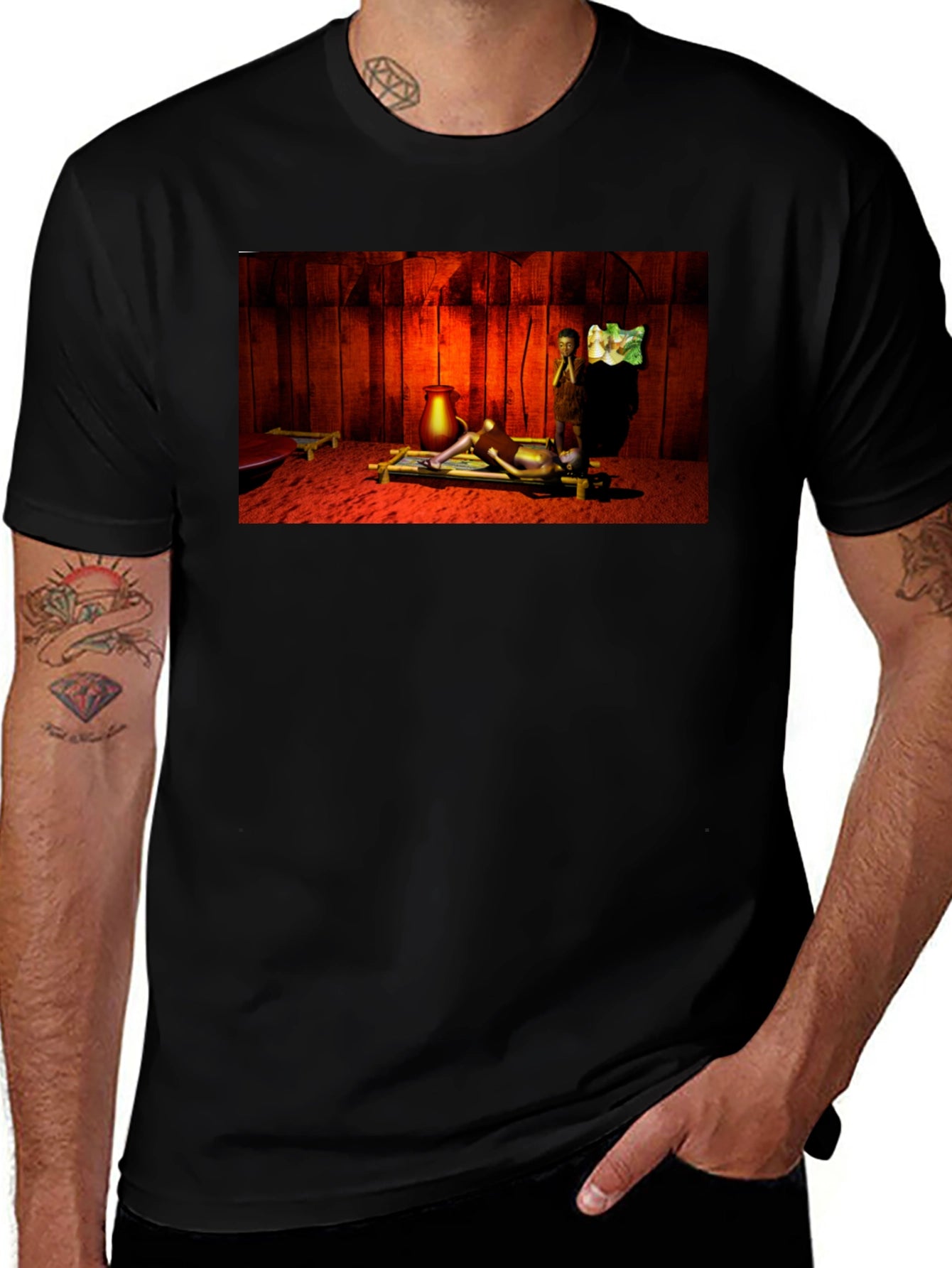 Unique Graphic Tee - Ancient Scene Design