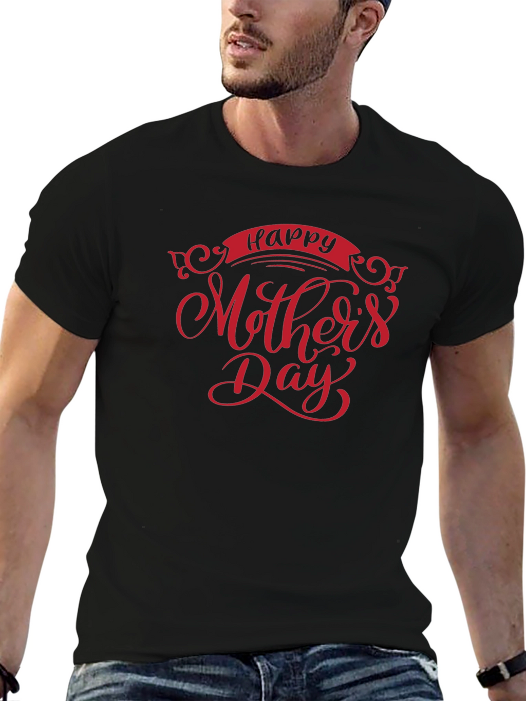 Happy Mothers Day Graphic Tee - Black