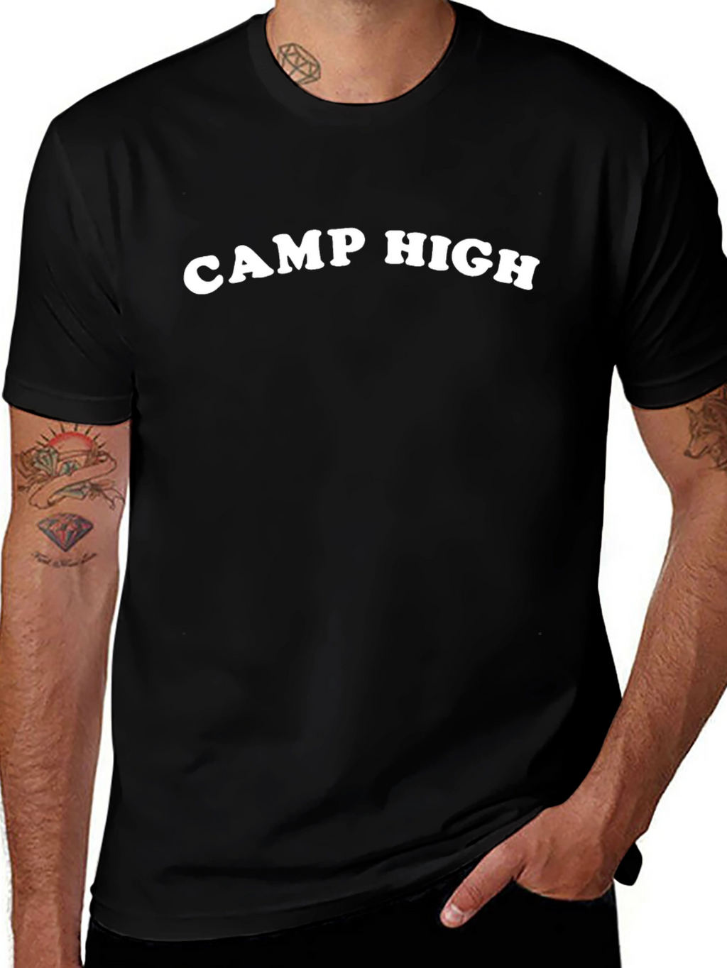 Camp High Graphic Tee - Black Cotton T-Shirt
