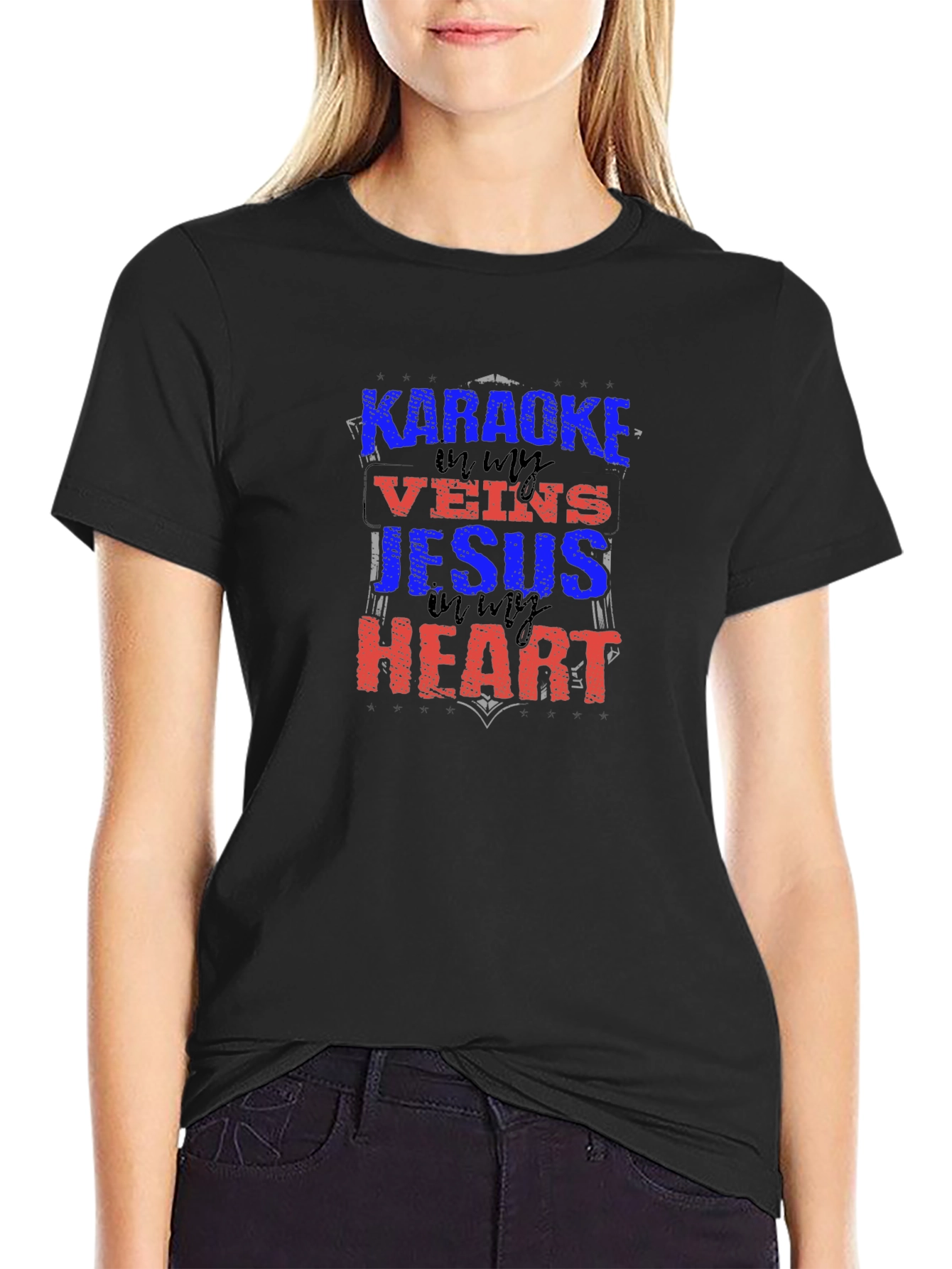 Karaoke Jesus Heart Graphic Tee
