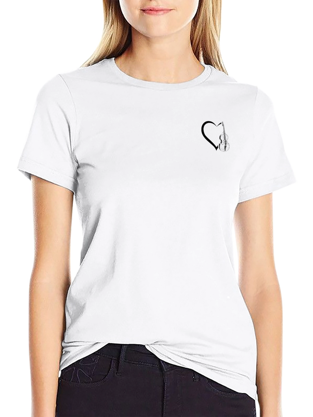 Mens Black T-Shirt with Subtle Heart Graphic