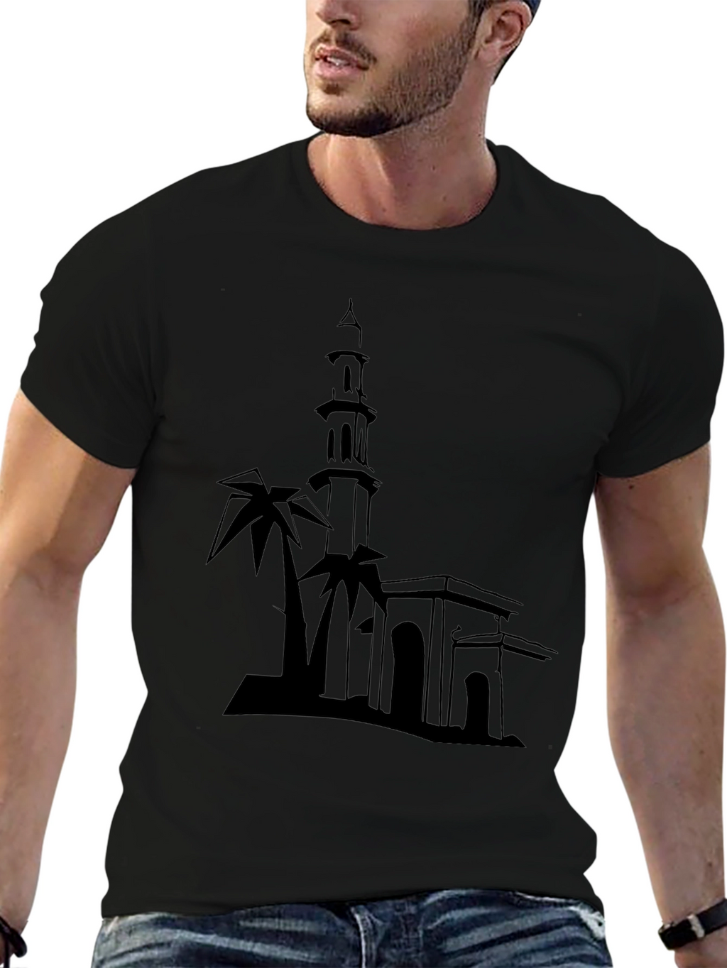 Silhouette Mosque T-Shirt - Stylish Black Tee