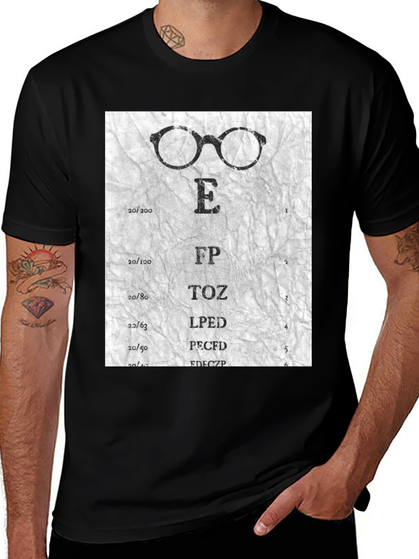 Eye Chart Glasses Graphic T-Shirt