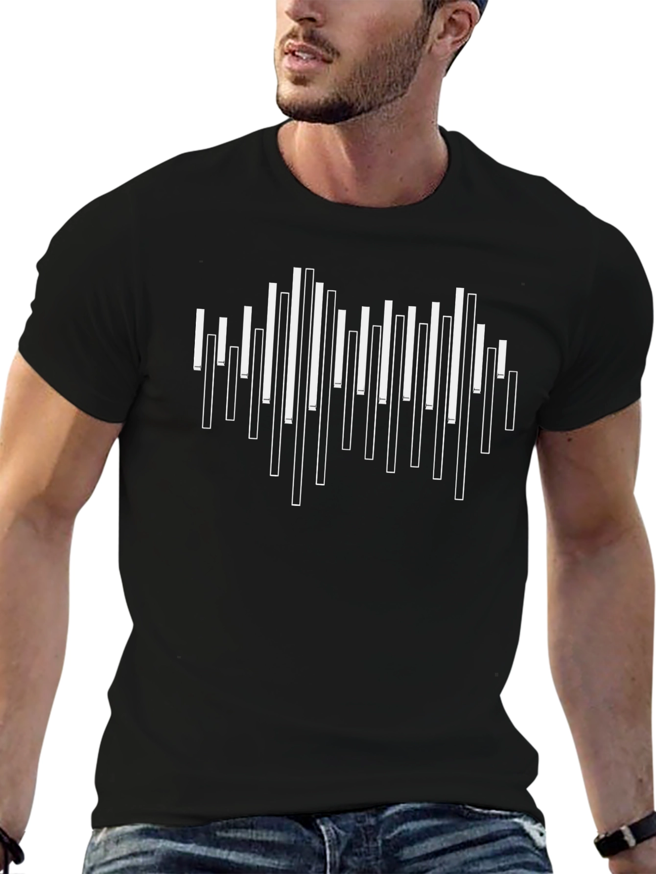 Cool Abstract Graphic Tee - Black Cotton Blend