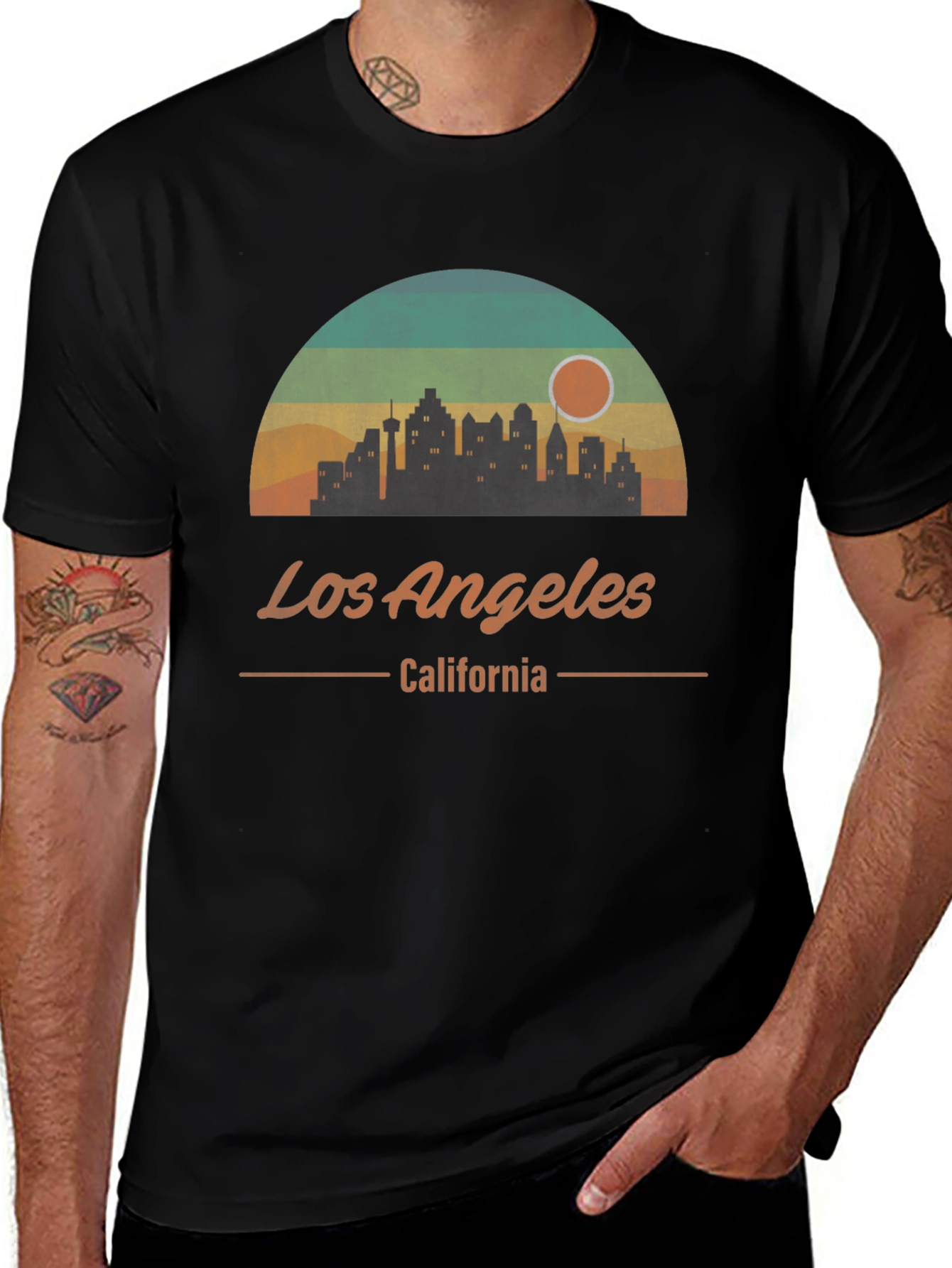 Los Angeles California Retro Skyline Graphic T-Shirt