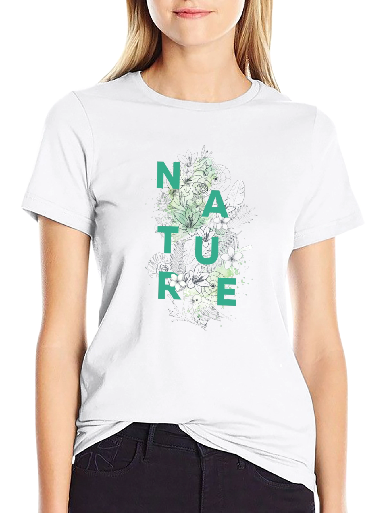 Nature Graphic Print Black T-Shirt