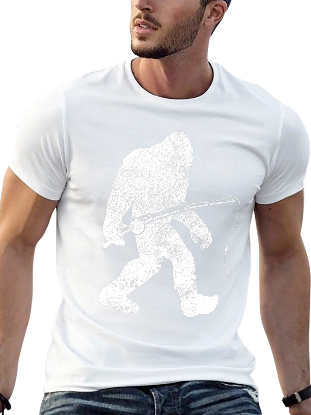 Bigfoot Fishing Graphic T-Shirt