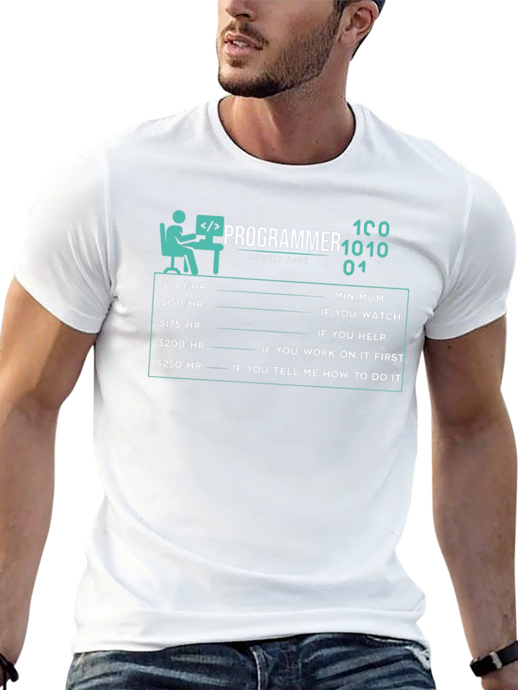 Programmer Hourly Rate Funny Black T-Shirt