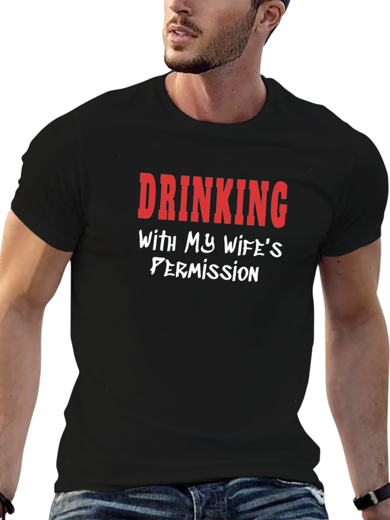 Drinking With Wifes Permission T-Shirt - Funny Mens Tee