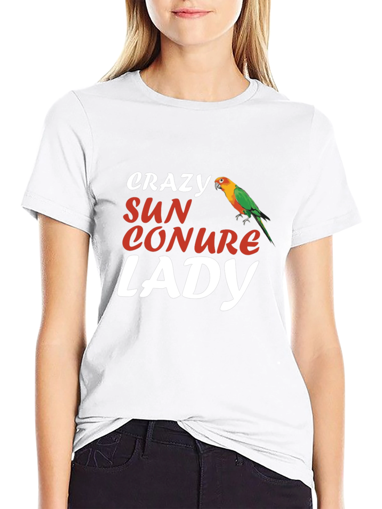 Crazy Sun Conure Lady T-Shirt - Bird Lover Tee