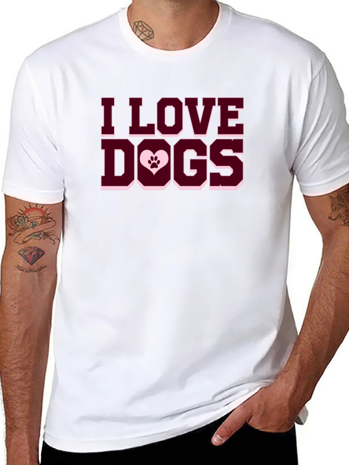 I Love Dogs T-Shirt - Paw Print Heart
