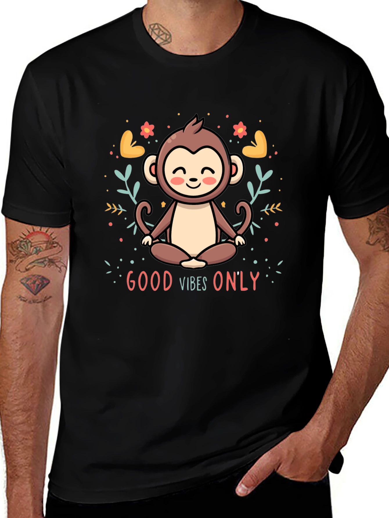 Good Vibes Only Monkey Meditation T-Shirt