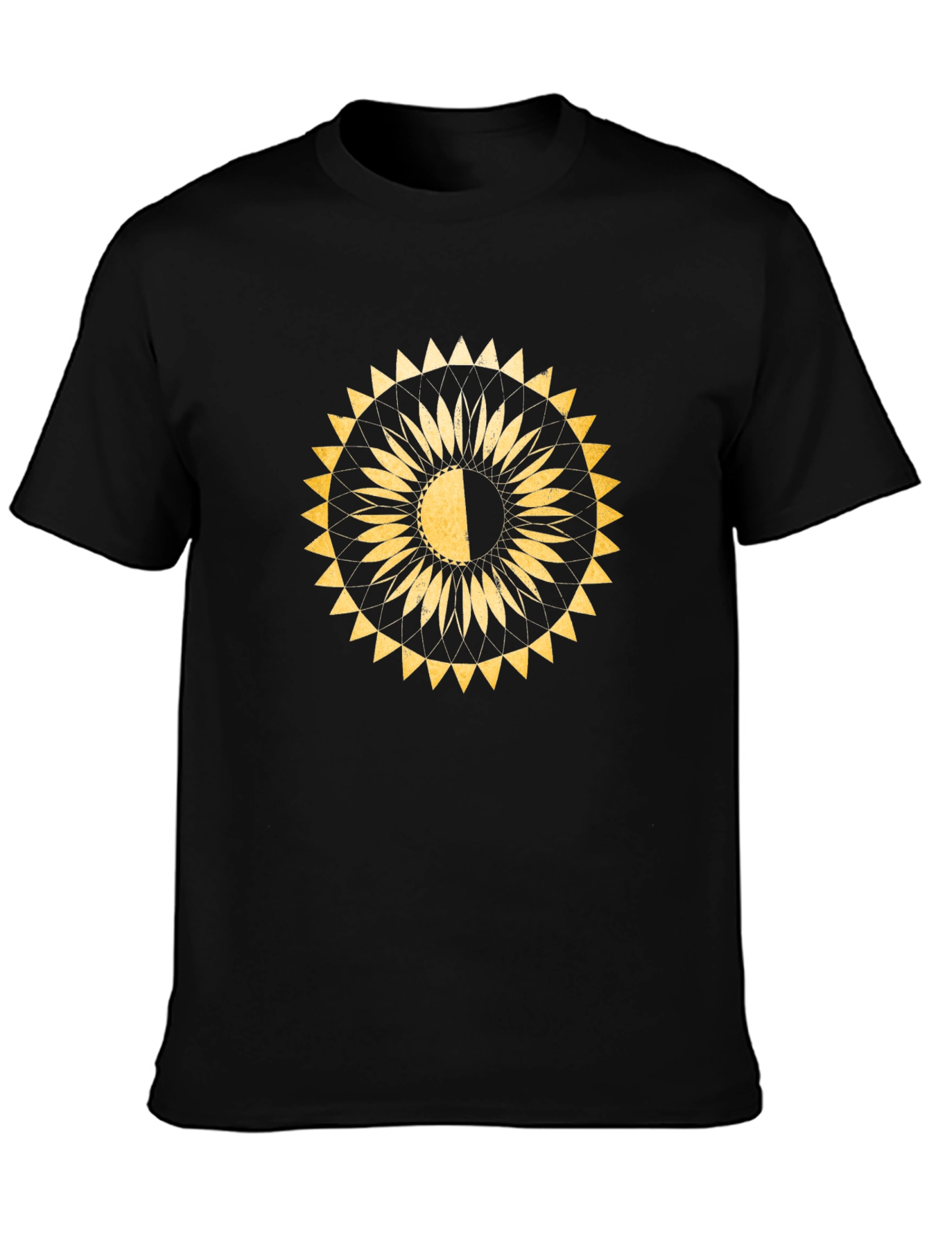 Geometric Sun T-Shirt - Black Cotton Blend