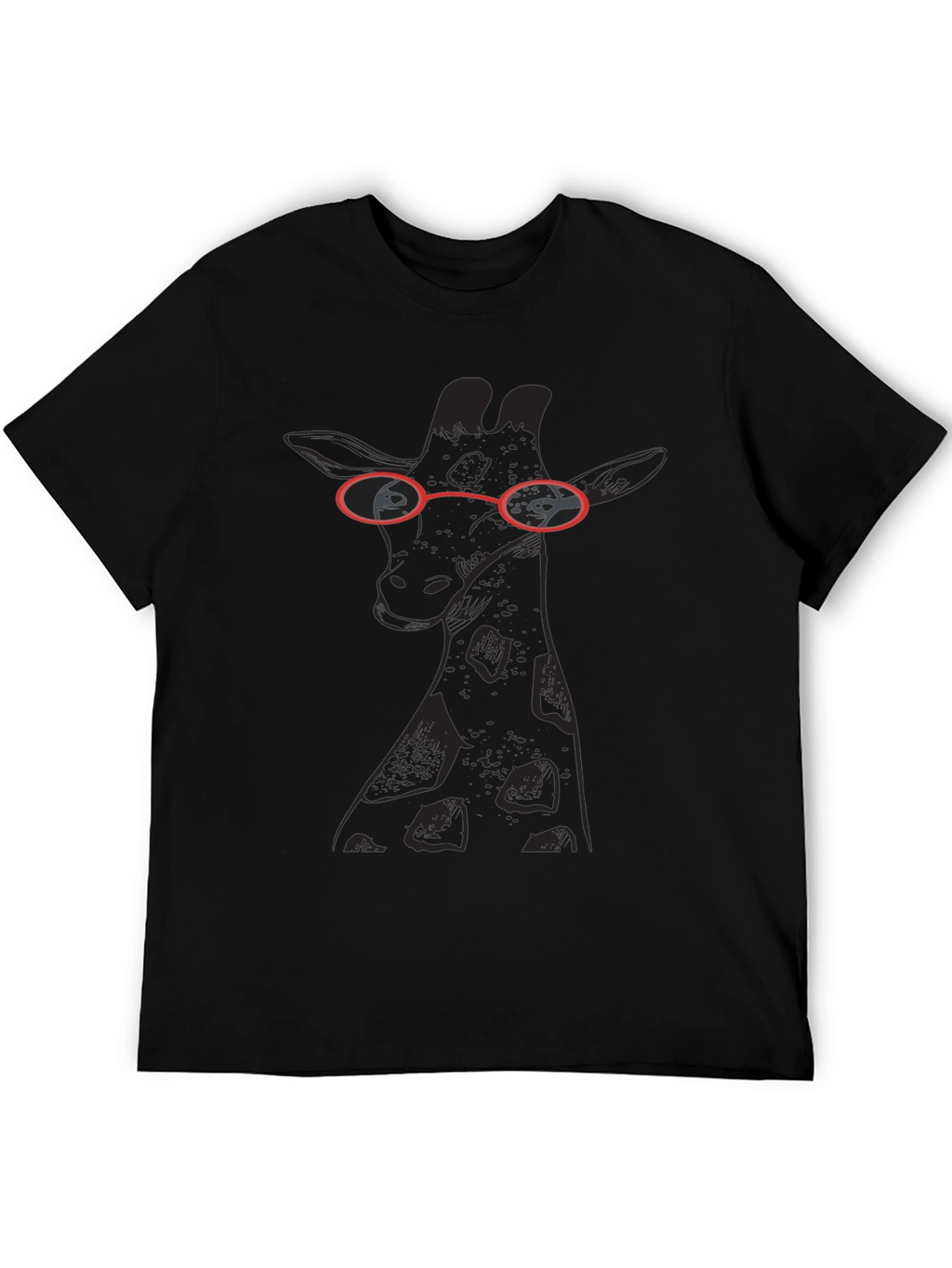 Giraffe with Glasses Black T-Shirt