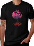 Abstract Tree Graphic Tee - Black Cotton Blend