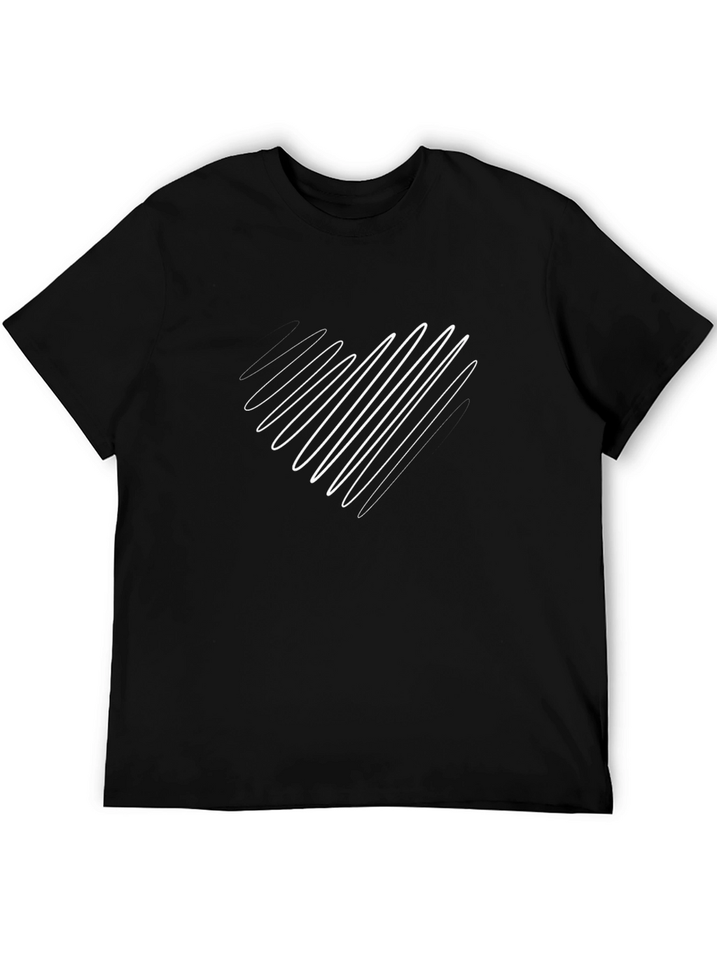 Stylish Black Tee with Abstract White Heart Design