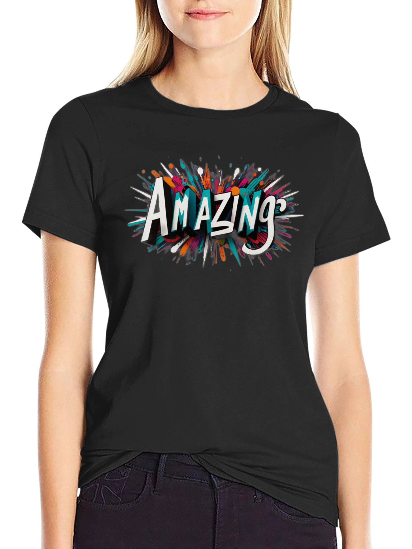 Amazing Graphic Print Black T-Shirt