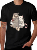 Raccoon & Opossum Drinking Buddies Graphic T-Shirt